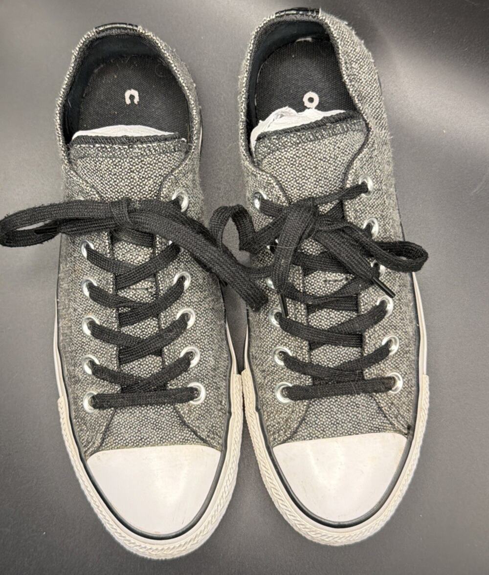 Converse Chuck Taylor All Star Sneakers Womens 8 Gray Black Patent Double Tongue